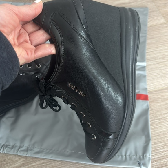 Prada women’s Black Leather wedge shoe - Picture 6 of 6